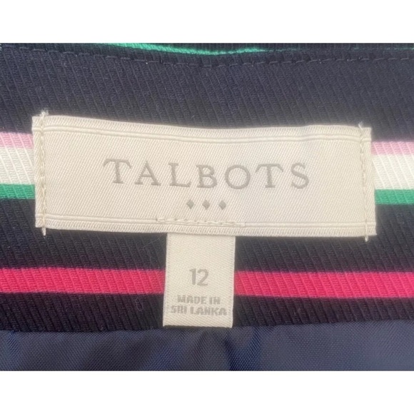 Talbots Navy Blue Multi Color Striped Pencil Skirt Size 12 (1369) - Picture 3 of 4